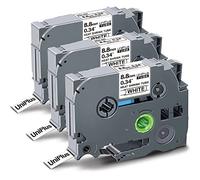 UniPlus 3x Ruban D'étiquetage pour Gaine Thermorétractable Compatible pour Brother Hse-221 Hse221 HS-221 9mm Ruban D'étiquettes pour PT-E300 PT-E300VP PT-E500 PT-E500VP PT1120 PTD200 Noir sur Blanc