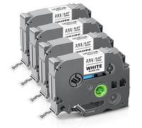 UniPlus 4x Compatible TZe231 TZe-231 Ruban d'étiquettes pour Brother Tz 231 | 12mm 0,47 Tape pour Brother P-Touch PT-H200 PT-D210 PT-H105 PT-E100 PT-H110 PT-H107B PT-1010 PT-1000 PT-P300BT Noir sur Blanc
