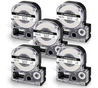 UniPlus 5x Ruban D'étiquettes Compatible en Remplacement du Ruban D'étiquettes SS12KW LC-4WBN4 LC-4WBN9 12 mm x 8 m, pour LabelWorks LW-300 LW-300L LW-400 LW-500 LW-600P LW-700 LW-900P LW-C410