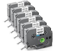 UniPlus 6x Compatible Tze-231 pour Brother P-touch Tapes 12mm TZe231 Tz 231 Tzc231 Ruban Laminé Noir sur Blanc pour P-Touch PT-H100lb PT-H105 PT-D210 PT-D200 PT-E110 PT-H100r PT-H108 PT-1010 PT-1000