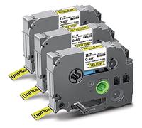 UniPlus Compatible 11,7mm Thermorétractable Ruban d'étiquettes pour Hse631 | HS-631 Hse-631 Hse631 pour Brother PT-E300 PT-E500 PT-E550W PT-H500 PT-H105 étiqueteuse Thermorétractable, Noir sur Jaune
