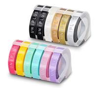 UniPlus Compatible Omega Tape Remplacement pour Dymo Embossing Tapes S0717930 S0717900 9mm x 3m Ruban d'étiquettes 3D auto-adhésif pour Dymo Omega Junior Motex E-101 E-303 Imprimante d'étiquettes