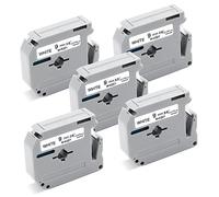 UniPlus Compatible Rubans d'étiquettes Compatible pour Brother MK221 MK-221 M-K221 Ruban pour Étiqueteuse pour Brother PT-M95 PT-100 PT-110 PT-55, 9mm x 8m, Noir sur Blanc, Lot de 5