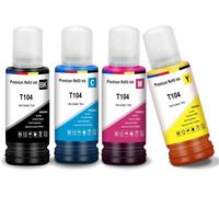 Uniplus Encre 104 ET-2821 ET-2812 ET-1810 ET-4800 ET-2840 ET-2830 Cartouche Compatible pour Epson 104 Multipack Bouteille Compatible pour Epson Ecotank ET-2826 ET-2820 ET-2711 ET-2825 ET2810