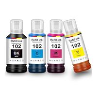 UniPlus Encre E102 ET-3850 ET-3950 ET-4850 ET-2856 ET-2750 Cartouche Compatible pour Epson E102 Multipack Bouteille Compatible pour Epson Ecotank ET-2850 ET-4700 ET-2756 ET-2756 ET-4750 ET-2751