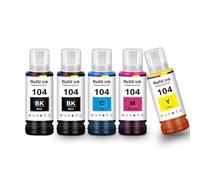UniPlus Encre E104 ET-2862 ET-2870 ET-2821 ET-2812 ET-1810 Ink Compatible pour Epson E104 Multipack Ink Bottles Compatible pour Eco-Tank ET-4800 ET-2840 ET-2830 ET-2826 ET-2820 ET-2711 ET-2825 ET2810