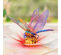 UNIPOP Carte pop-up libellule et fleur, carte de fête des mères, carte d'anniversaire pour femme, carte de Saint-Valentin pour maman, carte de rétablissement libellule