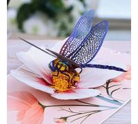 UNIPOP Carte Pop-Up Libellule & Fleur de Cosmos - Anniversaire Femme, Saint-Valentin, Fête des Mères, Design Élégant en Papier