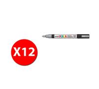 Uniposca - Marca Tore Base Water - Punta End Pc - 3m - 0.9-1,3 Mm - Argent - Conf.12 Pcs