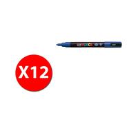 Uniposca - Marca Tore Base Water - Punta End Pc - 3m - 0.9-1,3 Mm - Bleu - Conf.12 Pcs