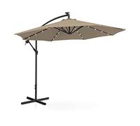Uniprodo UNI_UMBRELLA_R300TAL_N Parasol Déporté Excentré Avec LED De Terrasse Jardin Pour Balcon taupe Rond Ø 300 cm Inclinable