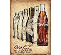 UNiQ Designs Panneau en étain avec inscription « It's The Real Thing » - Décoration murale rétro - Poster Coca Cola vintage des années 50 - 30,5 x 20,3 cm