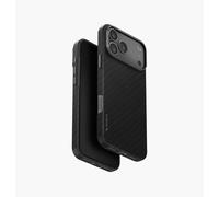 UNIQ KEVA Edge Coque pour iPhone 17 Pro Max (noir carbone) | Coque de téléphone solide en Kevlar minimaliste ultra fine