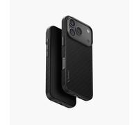 UNIQ KEVA Edge Coque pour iPhone 17 Pro (noir carbone) | Coque de téléphone ultra fine en fibre Kevlar Aramide