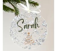 Uniqicon 12pcs Acrylique Ronde Flocons De Feuille d'argent, Ornement en Acrylique De 3 mm pour Artisanat, Parfait pour Les Porte-Clés, Étiquettes Cadeaux, Étiquettes Cadeaux, Décoration De Fête