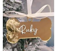 Uniqicon 20pcs Ornement Vierge en Os Miroir Doré pour Chiens, 3mm Acrylique Extra Épais en Forme D'Os pour Étiquettes De Chien DIY, Décor Suspendu De Maison De Chien, Étiquette De Nom De Chien