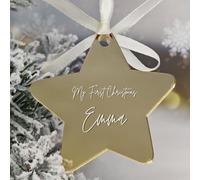 Uniqicon 20pcs Ornements en Forme D'Étoile Miroir Doré, Ornements Plats pour Artisanat, Feuilles Acryliques par Sublimation, Parfaits pour Porte-Clés DIY, Étiquettes Cadeaux, Décoration De Fête