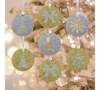Uniqicon 6pcs Dorées Et 6pcs Argentées Pailletées Rondes en Feuille Acrylique, Feuilles Acryliques par Sublimation, Ornements De 3 mm 1/8 Pouces pour Étiquette Cadeau, Souvenirs, Décor De Noël DIY