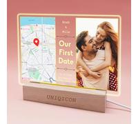 uniqicon Saint Valentin Cadeau Personnalisé Femme,La Ou Tout À Commencé Cadre,Cadeau Amoureux pour Homme,Cadre Photo Acrylique,Cadeau Amoureux,Personnalisable Lampe Photo,Cadre Amoureux Personnalisé