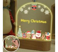 Uniqicon Veilleuse Personnalisée Bebe Kawaii - Deco Chambre, Cadeau De Noël, LED Avec 8 Stylo Effaçable, Motifs De Père Noël Et D'Élans