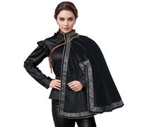 UniqKaliber Cape médiévale demi-épaules steampunk Renaissance châle à lacets pour costume d'Halloween