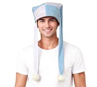 UniqKaliber Chapeau de bouffon à longues oreilles pour carnaval, clown avec pompons, couvre-chefs pour homme et femme