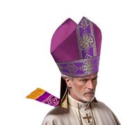 UniqKaliber Chapeau d'évêque papal Mitre Clergé Accessoire pour Halloween Cosplay Fête