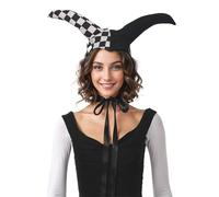 UniqKaliber Ensemble collier et chapeau de bouffon de Noël avec collier et chapeau de clown victorien à carreaux avec grelots Accessoire de costume