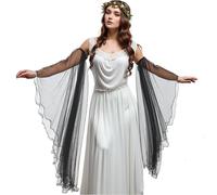 UniqKaliber Gants Longs en Tulle Victoriens, Couvertures de Bras Gothiques Détachables pour Costume d'Halloween, Accessoires de Robe de Mariage, Noir , taille unique