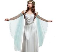 UniqKaliber Gants victoriens longs en tulle, manches amovibles, gothique, couvre-bras pour Halloween, robe de mariée, bleu clair, taille unique