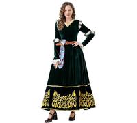 UniqKaliber Robe de princesse Brave Mérida pour femme, robe de costumade médiévale verte, tenue d'Halloween