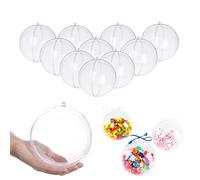Uniqled Plastique Transparent à remplir de Noël DIY Craft Boule Ornement - Lot de 10, Plastique, Claire, 100mm