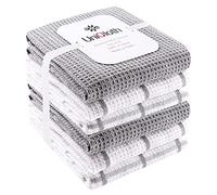 UniQloth Lot de 6 torchons de Cuisine - 100% Coton 38x64 cm - Serviettes de Cuisine Super absorbantes et à séchage Rapide - Lavables en Machine - Torchon Vaisselle avec Accroche - Gris