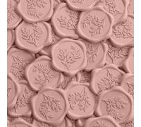 UNIQOOO Lot de 50 autocollants de cire pour enveloppes d'invitation de mariage - Autocollants rose poudré - Parfaits pour les invitations, enveloppes, emballages cadeaux, Noël