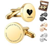 Uniqora Boutons de manchette personnalisés pour hommes avec initiale, cadeau formel pour marié, père et mari, acier inoxydable poli