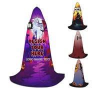 Uniqora Cape à capuche personnalisée pour Halloween, cape de vampire personnalisée pour le thème d'Halloween, jeu de rôle, personnalisation de votre image, texte, nom, logo.