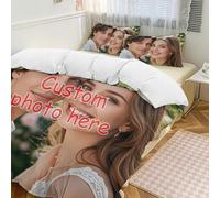 Uniqora Parure de lit Personnalisé, Housse de Couette Personnalisé avec Photo/Texte et Taie d'oreiller, Couette Housse Personnalisable Différentes Tailles pour Famille Couple Amoureux Enfant