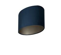 Uniqq Abat-jour ovale velour bleu roi 40x27cm - 20cm de haut
