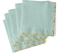 Unique 16073 Lot de 20 serviettes en papier festonnées Bleu pastel 16,5 cm