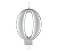 Unique- Bougie d'anniversaire-8cm-Couleur Argent Métallique-1 Pièce (Lot de 1), 19590, Silver