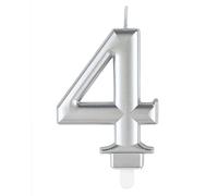 Unique- Bougie d'anniversaire-8cm-Couleur Argent Métallique-1 Pièce (Lot de 1), 19594, Silver, 8 cm