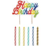 Unique 19979 Party 19979 Lot de 5 grandes bougies d'anniversaire en spirale Happy Pick