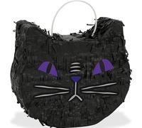 Unique 23759 Mini piñata en forme de tête de chat noir pour décoration de fête d'Halloween