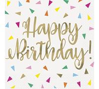 Unique- Serviettes en Papier Estampées-16,5 cm-Fête d'anniversaire Triangle Lumineux-16 Pièces (Lot de 1), 26192, Multicolour