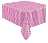 Unique 26283 - Nappe de Plastique - 2,13 m x 1,37 m - Fête Argentée et Lumineuse Rose - 1 Pièce (Lot de 1)