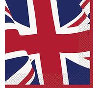Unique 28792 Lot de 16 serviettes en papier Motif Union Jack Multicolore 16,5 x 16,5 cm