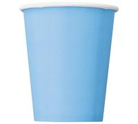 Unique 30902EU - Gobelets en Carton sans Plastique - 266ml - Couleur Bleu Ciel - Paquet de 8 (Lot de 1)