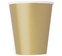 Unique 3326EU - Gobelets en Carton sans Plastique - 266ml - Couleur Or - Paquet de 8 (Lot de 1)
