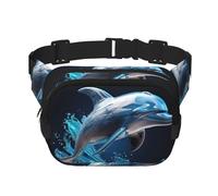 Unique 3D Animal Dolphin Print Workout Accessory Square Double Layer Waist Bag Trendy Travel for Men and Women