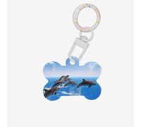 Unique 3D Animal Dolphin Printing 1 Pc Dog Bone Shape ID Tags Double Face avec porte-clés Artisanat pour animaux de compagnie